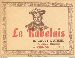 1 Etiquette Ancienne De VIN LE RABELAIS - R.COULY-DUTHEIL - PROPRIETAIRE NEGOCIANT A CHINON - Red Wines