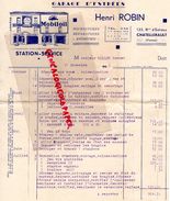 86- CHATELLERAULT- RARE  FACTURE HENRI ROBIN- GARAGE D' ESTREES-STATION SERVICE ESSENCE-MOBILOIL-133 BD ESTREES-1942 - Auto's