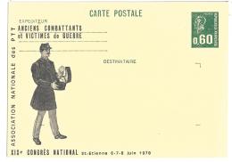 ENTIER POSTAL.. MARIANNE DE BEQUET....ASSO NATIONALE DES PTT...ANCIENS COMBATTANTS ET VICTIMES DE GUERRE...1978. TBE - Bijgewerkte Postkaarten  (voor 1995)