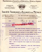 75- PARIS-FACTURE SOCIETE FRANCAISE ALLIAGES METAUX- MANUFACTURE COUVERTS ORFEVRERIE AVIEVE ARGENTE-COUTELLERIE-1921 - Artigianato
