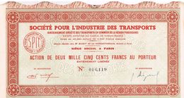 Action Ancienne - Société Pour L'Industrie Des Transports- Titre Annulé - Transporte
