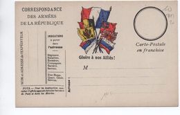 CARTE DE FRANCHISE MILITAIRE FM DRAPEAUX "GLOIRE A NOS ALLIES" - Lettres & Documents