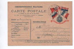 CARTE DE FRANCHISE MILITAIRE FM DRAPEAUX "L'UNION FAIT LA FORCE" - Lettres & Documents