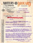 75-PARIS- LETTRE MOTEURS ELECTRIQUES -DYNAMO-DROUARD- GILLOT-252 RUE LECOURBE- ALBERT MODET CHATELLERAULT- 1926 - Automovilismo