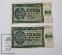 Spain/ España 2  Correlative Banknotes 100 Pesetas/ Ptas X Series  - Burgos 21 November 1936 - 100 Peseten