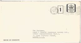 REINO UNIDO ENTERO POSTAL  FRANQUICIA OFICIAL OFFICIAL MAIL MAT  HOUSE OF COMMONS - Officials