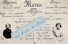 61 - BELLOU En HOULME - Menu Première Communion De Marguerite Et Cécile Du 11 Juin 1933 ( Format Cpa 9 Cm X 14 Cm ) - Menükarten