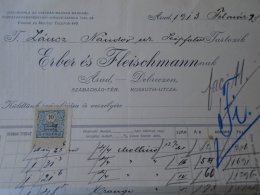 AV508.14  Invoice Faktura - Hungary  ARAD  -Erber és Fleischmann    1913 -Lántz Nándor - Temesszépfalu - Austria