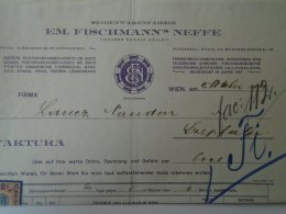 AV508A.3 Invoice Faktura - Austria -WIEN - EM Fischmann's Neiffe  1913 - Revenue Stamp  - Temesszépfalu - Austria