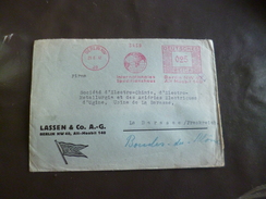 Lettre Berlin EMA Rouge Censure Guerre 29/6/1942 Internatioales Speditionhaus Pub Lassen Pour La Barasse - Covers & Documents