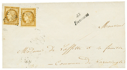 1853 10c CERES(n°1) TB Margés (x2) Obl. PC 1331 + Cursive 45 FRANCESCAS Sur Lettre (ss Texte). Verso, T.15 AGEN. Signé C - 1849-1850 Ceres