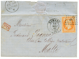 1860 40c(n°16) TTB Margé Obl. PC 2718 + T.15 ROMANS Sur Lettre Pour MALTE. Superbe. - 1853-1860 Napoleone III