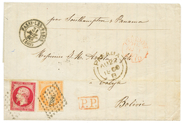 "Destination BOLIVIE" : 1860 40c(n°16)+ 80c(n°17) Sur Lettre Pour COBIJA(BOLIVIE). Destination Rare. TB. - 1853-1860 Napoleone III