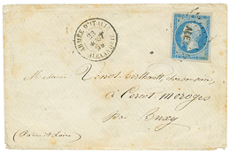 1859 20c(n°14) TTB Margé Obl. ALEX + ARME D' ITALIE ALEXANDRIE Sur Enveloppe Pour La FRANCE. Oblitération Militaire Trés - 1853-1860 Napoleone III