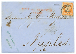 1865 40c(n°23) Obl. NAPOLI + PIROSCAFI-MERCANTILI/ESTERO Rouge Sur Lettre Pour NAPLES. TB. - 1862 Napoleone III