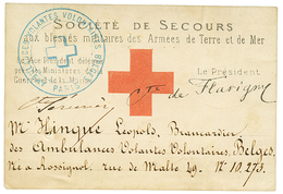 "AMBULANCE VOLONTAIRES BELGES" : Cachet Rarissime AMBULANCES VOLANTES VOLONTAIRES BELGES PARIS Sur Carte CROIX ROUGE. Ve - Guerra Del 1870