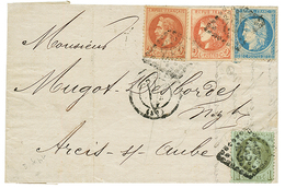 1871 2c Lauré + 2c BORDEAUX (n°40) TB Margé + 1c Lauré+ 20c SIEGE Obl. GC 532 Sur Lettre De BORDEAUX. TB Combinaison De  - Altri & Non Classificati