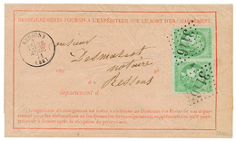 1871 Paire Du 5c BORDEAUX(n°42) TTB Margée Obl. GC 3116 + T.16 RESSONS Sur AVIS DE RECEPTION. Signé SCHELLER. TTB. - Altri & Non Classificati