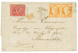 1871 Paire 40c SIEGE(n°38) Obl. Etoile 22 + PARIS R. TAITBOUT + EGYPTE 1P Obl. ALESSANDRIA Sur Lettre Avec Texte De PARI - Altri & Non Classificati