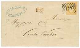 1872 40c SIEGE(n°38) Obl. Cachet Italien 177 Sur Lettre De MARSEILLE Pour CIVITAVECCHIA. TTB. - Altri & Non Classificati