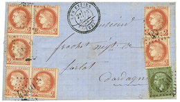 1873 1c EMPIRE(N°19) + 2c CERES(x7) Obl. GC 4540 + T.24 LES EYSIES Sur Lettre Pour SARLAT. TB. - Altri & Non Classificati