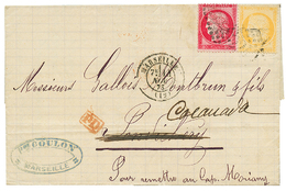 "Tarif à 1F20 Pour PONDICHERY" : 1875 CERES 80c + 40c Sur Lettre De MARSEILLE Pour PONDICHERY Réexpédiée à COCANADA(INDE - Altri & Non Classificati