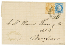 1875 CERES 15c + 25c Obl. ADMON DE CAMBIO BARCELONA Sur Lettre Avec Texte Pour BARCELONE. TTB. - Altri & Non Classificati