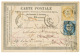 1876 CERES 15c + 25c Obl. GC + T.17 ROUEN Sur CARTE PRECURSEUR (picage Privé Au Verso) RECOMMANDEE. TB. - Altri & Non Classificati