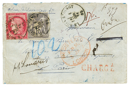 1877 80c CERES + 15c SAGE Obl. T.16 LE BOIS D'OINGT + REGISTERED LONDON + CHARGE Sur Enveloppe Pour PARIS Réexpédiée à L - Altri & Non Classificati