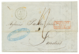 1855 Cachet Du Paquebot ALEXANDRE Sur Lettre Taxée De CONSTANTINOPLE Pour L' ANGLETERRE. TTB. - Altri & Non Classificati