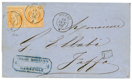 "Paquebot PELUSE Pour JAFFA" : 1866 Paire 40c(pd) Obl. PELUSE 19 Oct 66 Sur Lettre De MARSEILLE Pour JAFFA(PALESTINE). S - Altri & Non Classificati