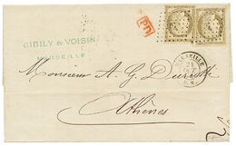 1874 30c CERES(x2) Obl. ANCRE + MARSEILLE B.M Sur Lettre Pour ATHENES(GRECE). Superbe. - Altri & Non Classificati