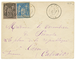 JAFFA : 1887 SAGE 10c + 25c Obl. JAFFA SYRIE Sur Enveloppe Pour La FRANCE. TTB. - Altri & Non Classificati