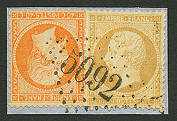 10c(n°21) + 40c(n°23) Obl. GC 5092 De MERSINA Sur Fragment. Luxe. - Altri & Non Classificati