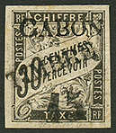 GABON - 15 Sur 30c Noir(n°12) Neuf *. Trés Rare (tirage = 250 Exemplaires). Signé SCHELLER. Superbe. - Altri & Non Classificati