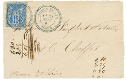 ALGERIE : 1880 15c SAGE Obl. AMEUR-EL-AIN ALGER En Bleu Sur Enveloppe Pour La FRANCE. RARE. Luxe. - Altri & Non Classificati
