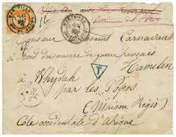 DAHOMEY : 1877 FRANCE 40c SIEGE(n°38) Obl. MARSEILLE + LAGOS + Cachet Taxe Sur Enveloppe Pour WHYDAH, Par Les POPOS. Ver - Altri & Non Classificati