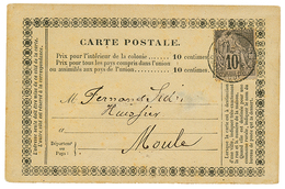 GUADELOUPE : 1891 CG 10c Obl. Sur CARTE PRECURSEUR Type Special(pd) Pour MOULE. TB. - Altri & Non Classificati