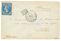 1866 20c(pd) Obl. ANCRE + Cachet Rare CORR. D'ARMEES INDO-CHINE Sur Enveloppe Pour La FRANCE. Signé BRUN. TB. - Altri & Non Classificati