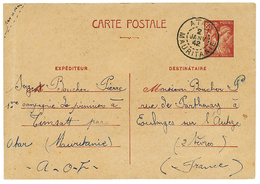 MAURITANIE : 1942 CARTE INTER ZONE 80c IRIS(pli) Daté "TIMSATT" Obl. ATAR Pour La FRANCE. TTB. - Altri & Non Classificati