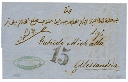 1864 "15" Tax Marking(special Type) On Entire Letter From TRIESTE To ALESSANDRIA(EGYPT). Superb. - Oriente Austriaco