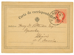 "BEYROUTH To USA" : 1878 P./Stat 5s Canc. BEIRUTH On Card To AQUAWKA (USA). Rare. Vf. - Oriente Austriaco