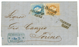 1873 10s + 15s Canc. SALONICH On Cover To TORINO(ITALY). Vf. - Oriente Austriaco