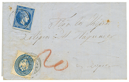 SCIO-CSEME : 1865 LOMB. VENETIA 10s Canc. SCIO-CESME + GREECE 20l On Entire Letter To SYRA. Vf. - Oriente Austriaco