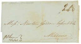 CEYLON To MADEIRA : 1843 "240' Tax Marking On Entire Letter Datelined COLOMBO To MADEIRA. RARE. Vvf. - Ceylon (...-1947)