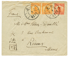 CHINA : 1c(x2) + 8c Canc. Chinese Cachet On Envelope(CATHOLIC MISSION) To FRANCE. Superb. - Altri & Non Classificati