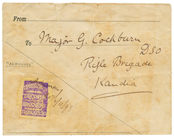 CRETE - BRITISH OCCUPATION : 1898 Local Stamp 20p Pen Cancel "ARKHANES 25/11/98" On Envelope To MAJOR COCKBURN, RIFLE BR - Creta