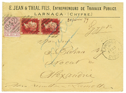 CYPRUS : 1879 GREAT BRITAIN 1d(pl. 199)x2 + 2 1/2d(pl. 13) Canc. 942 + LARNACA CYPRUS On Envelope To ALEXANDRIE(EGYPT).  - Altri & Non Classificati