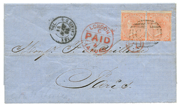 DANISH WEST INDIES : 1865 GB 4d(x2) Canc. C51 + ST THOMAS(verso) On Entire Letter From SANTIAGO DE CUBA To FRANCE. Verso - Danimarca (Antille)