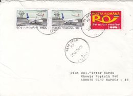 67387- PLANE, POST LOGO, STAMPS ON COVER, 2004, ROMANIA - Brieven En Documenten